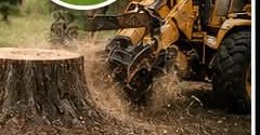 Stump grinding machine at work